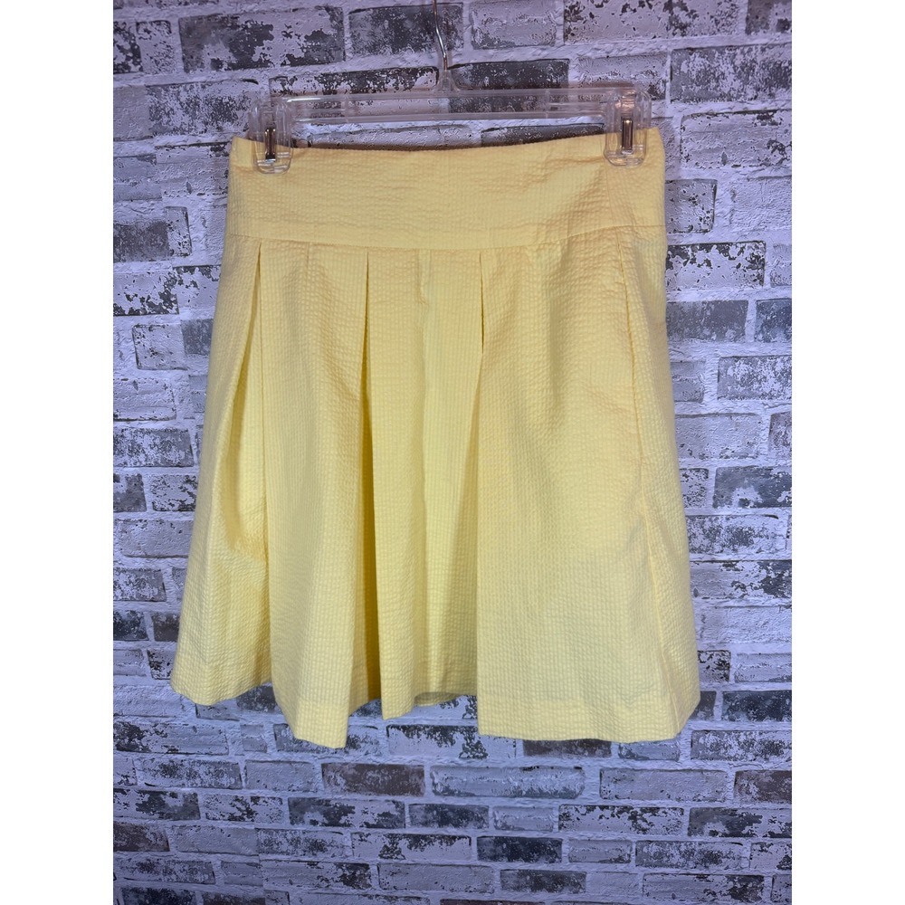 Lauren James Seersucker Skirt Womens S‎ Yellow Pleated A-Line Mini
